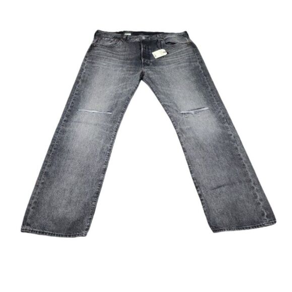 Levi's Premium 501 Original Straight Jeans Faded Black Distressed Size 38 X 32 - Picture 2 of 11